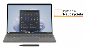 Laptop dla Nauczyciela Microsoft Surface Pro 9 QF1-00004 i5-1245U Touch 13" 120Hz 8GB 256SSD Int W11Pro Platynowy + Etui z klawiaturą i ryskiem