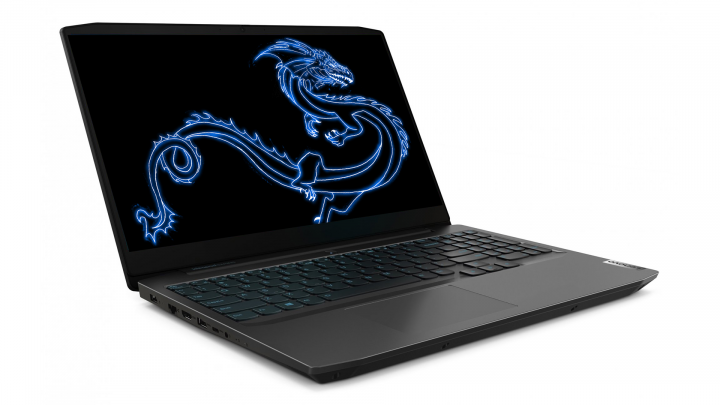Laptop Lenovo IdeaPad Gaming 3 15ARH05 czarny - widok frontu lewej strony